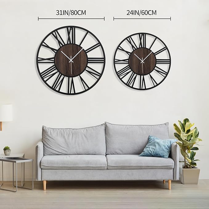 LEIKE Extra Large Wall Clocks, Silent Little Ticking, Battery Operated Vintage - Image 3