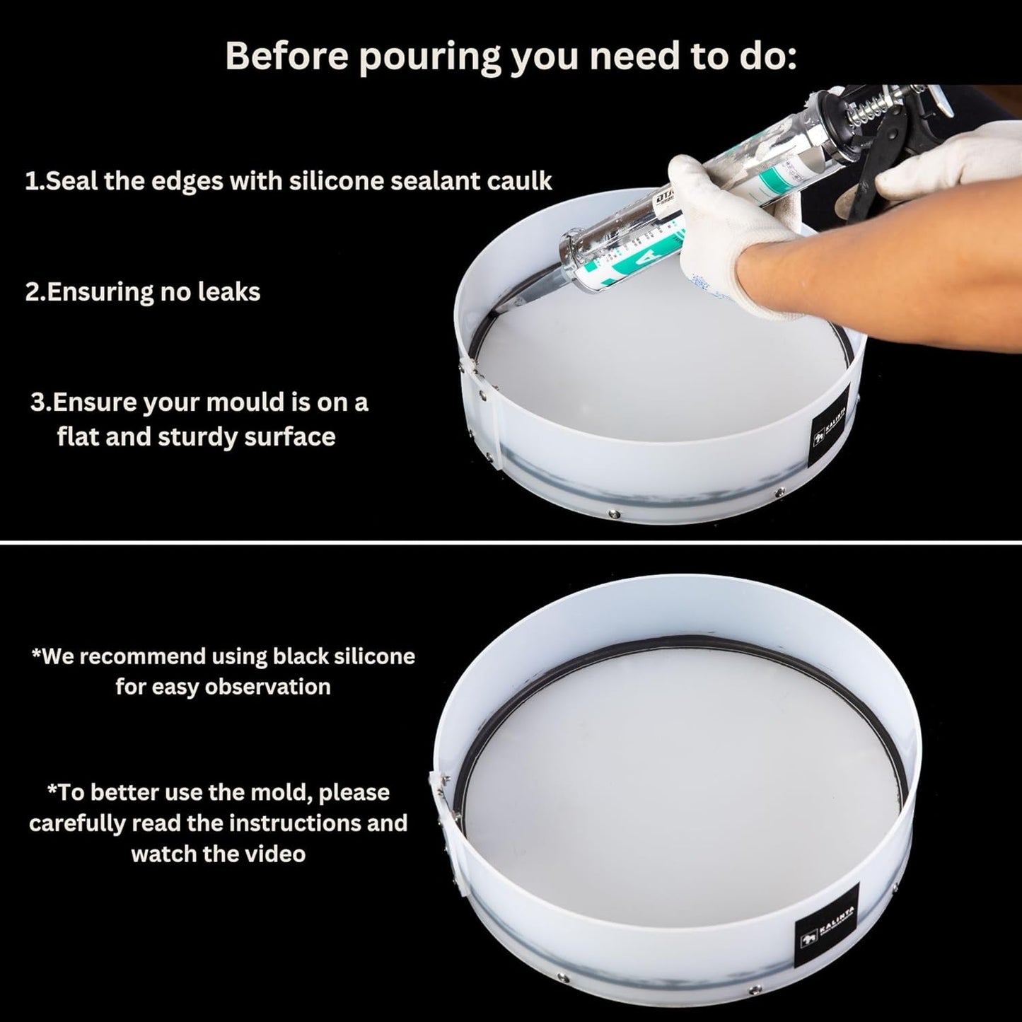 Resin Mold Large Round Deep -Kalinta 12inch Reusable Epoxy Round Molds for Resin Clock, Serving Tray Board, End Table，Floral Preservation Bouquet