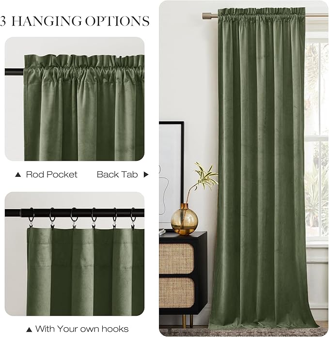 NICETOWN Sage Green Curtains 96 inches Long 2 Panels, Farmhouse and Sleek - Image 5