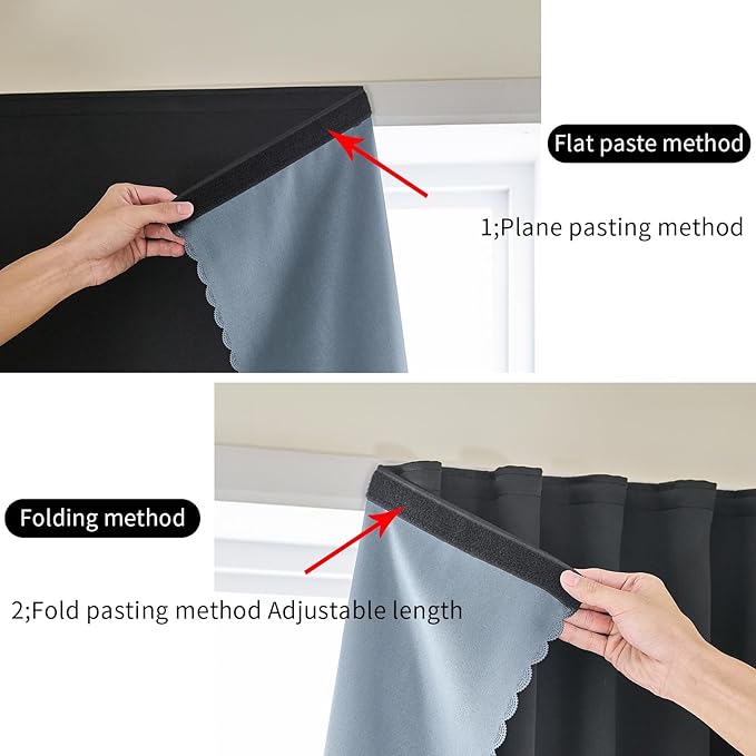 AJAZZ 100% Blackout Stick Curtain Portable Blackout Curtains Adhesive Curtains - Image 5