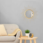 Gold Sunburst Mirrors for Wall Decorative Metal Round Art Mirrors Large Wall - Image 3