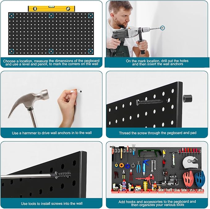 12 Pack 12-Inch X 24-Inch Metal Pegboard Wall Panels, Peg Boards - Image 8