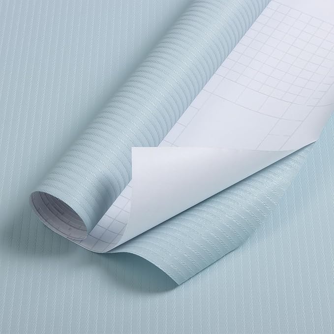 Orainege Peel and Stick Wallpaper Light Blue Wallpaper 15.7"x196.8" Textured - Image 2