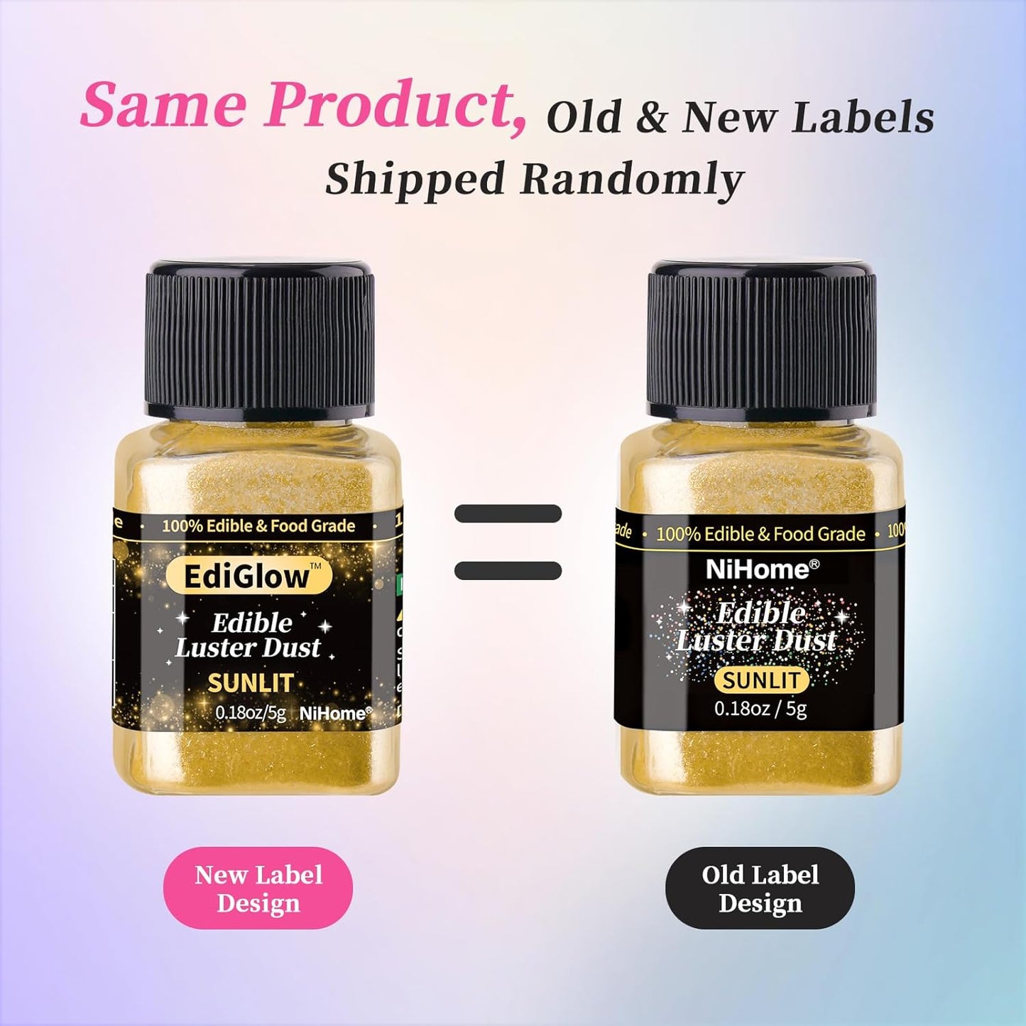 NiHome Edible Food-Grade Glimmer Powder Glitter Luster Dust Metallic Food Decorating Sprinkle Glimmery Dust for Drink Wine Beverage Cake Candy Dessert Bakery Restaurant Vegan (0.18oz/5g, White)