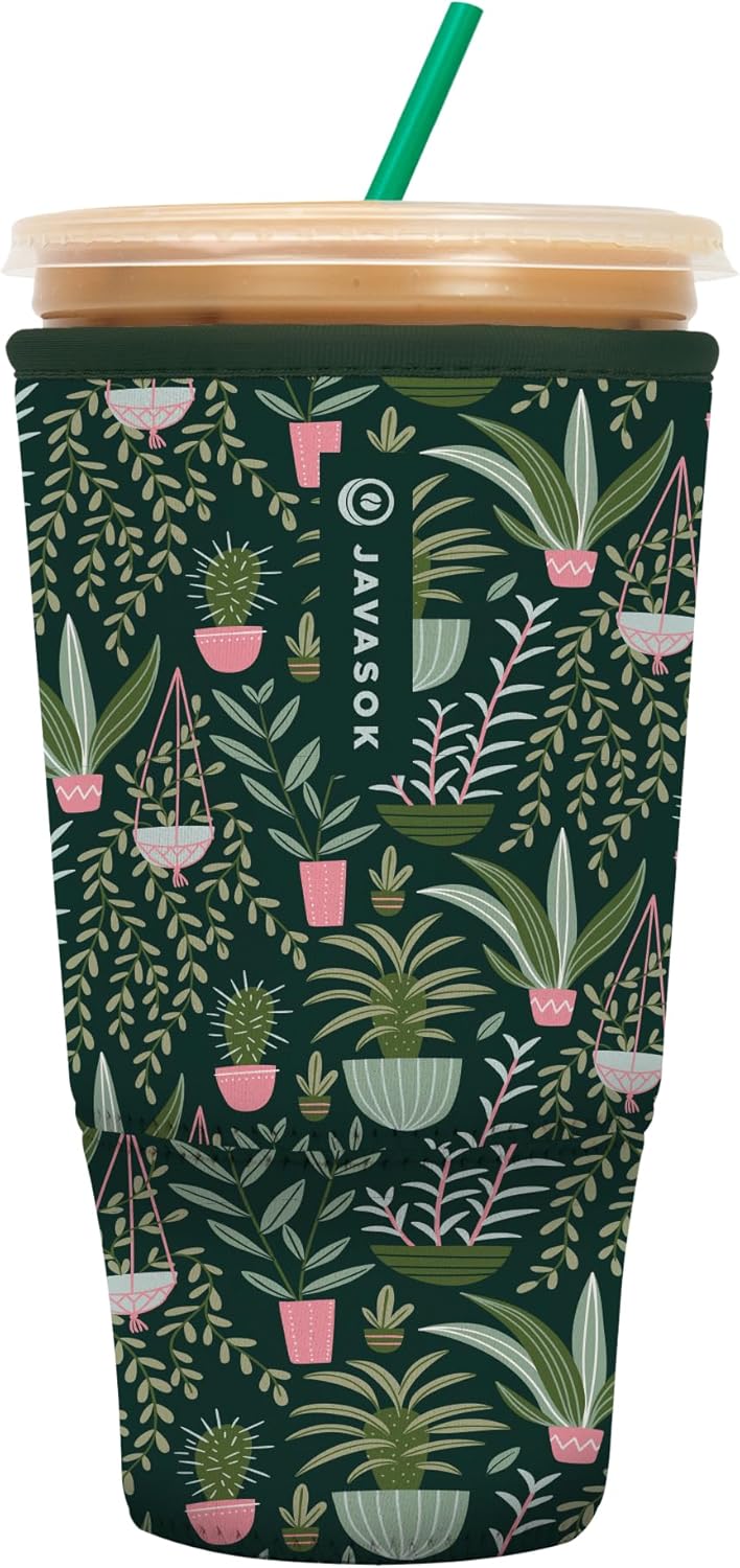 Sok It JavaSok Iced Coffee & Cold Soda Insulated Neoprene Cup Sleeve (Green Living, XXLarge: 44-48oz)