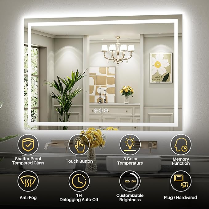 Briivue 84x32 Inch LED Bathroom Mirror - Image 2