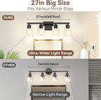 VerRon 4 Lights Bathroom Light Fixtures, Matte Black Modern Vanity Lights Over - Image 6