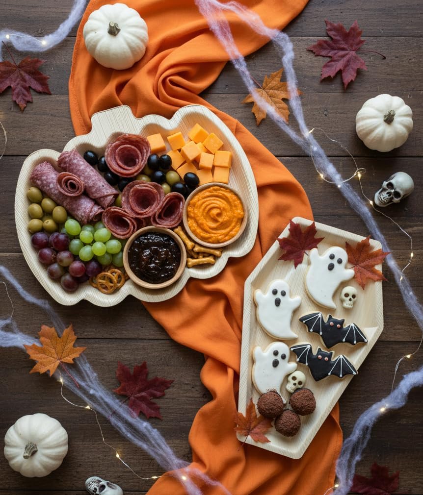 Charity Leaf Disposable Palm Leaf 22"x12" Coffin Trays (25 Pieces) Bamboo Like Serving Platters, Disposable Boards, Eco-Friendly Dinnerware for Christmas, Weddings, Catering, Events