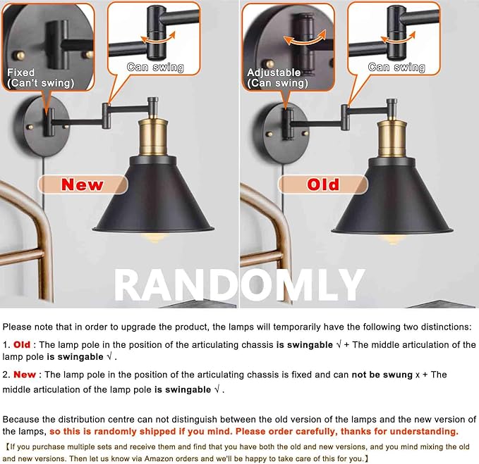 Swing Arm Wall Lamp Plug-in Cord Industrial Wall Sconce, Bronze and Black Finish - Image 3