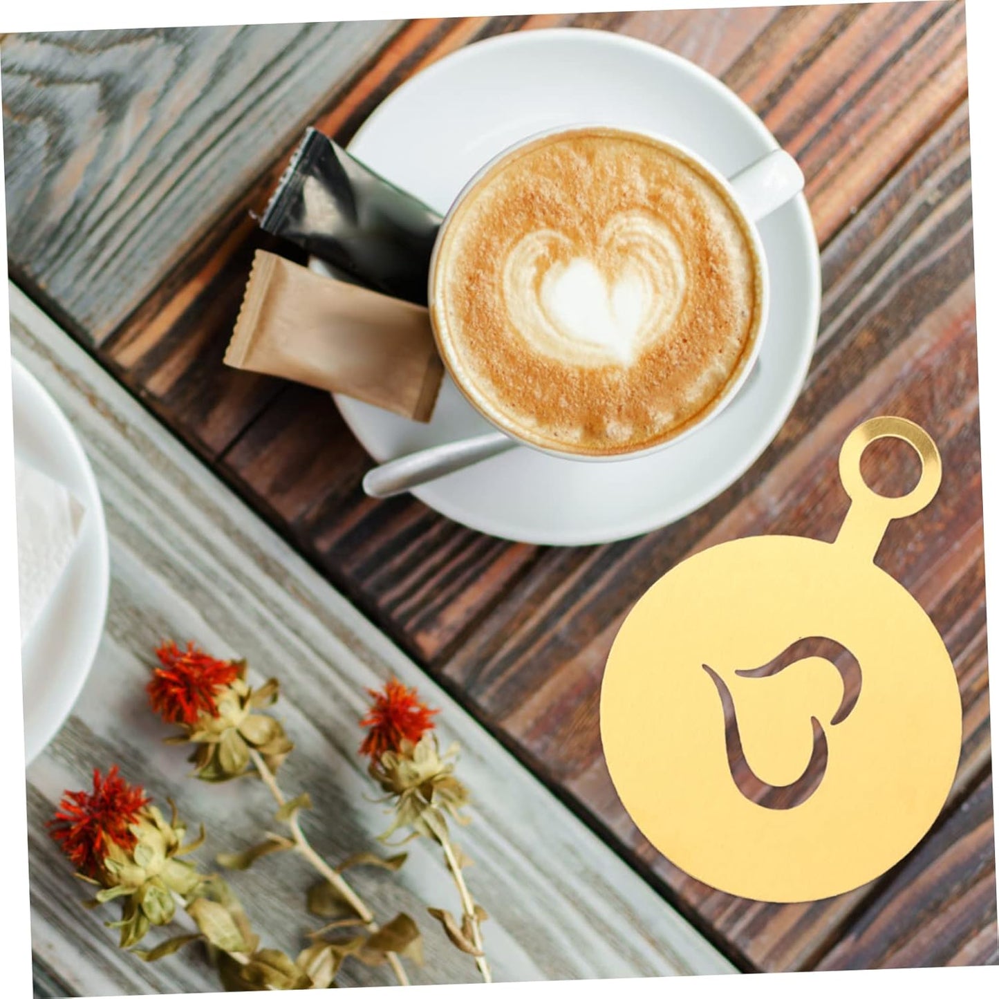 4pcs Coffee Decorating Stencils,Cake Stencil Templates Decoration Foam Templates for Coffee,Dessert,Cake, Chocolate in Wedding Party Dance Valentine's Day