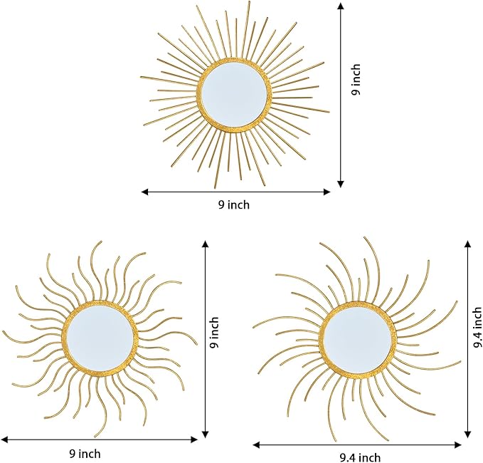 Mirror Decor Sunburst Mirrors Metal Sun Mirror Wall Decor Wall Mirror Home - Image 6
