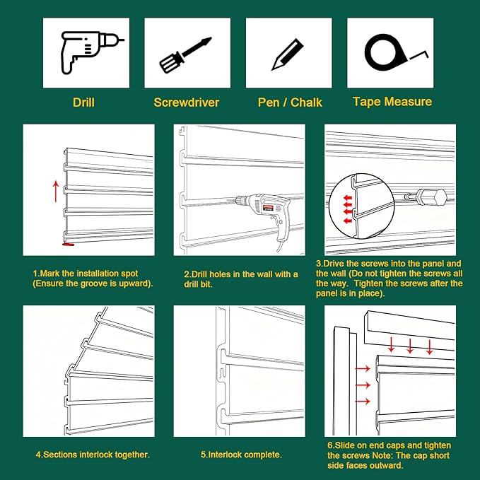 Yuzzy Slat Wall Paneling 2 x 4ft, Garage Slatwall Panel Wall Storage Systems - Image 5