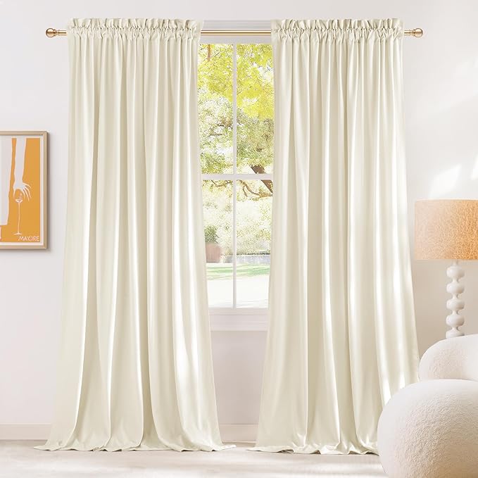 NICETOWN Ivory White Velvet Curtains 120 inches Long by NICETOWN