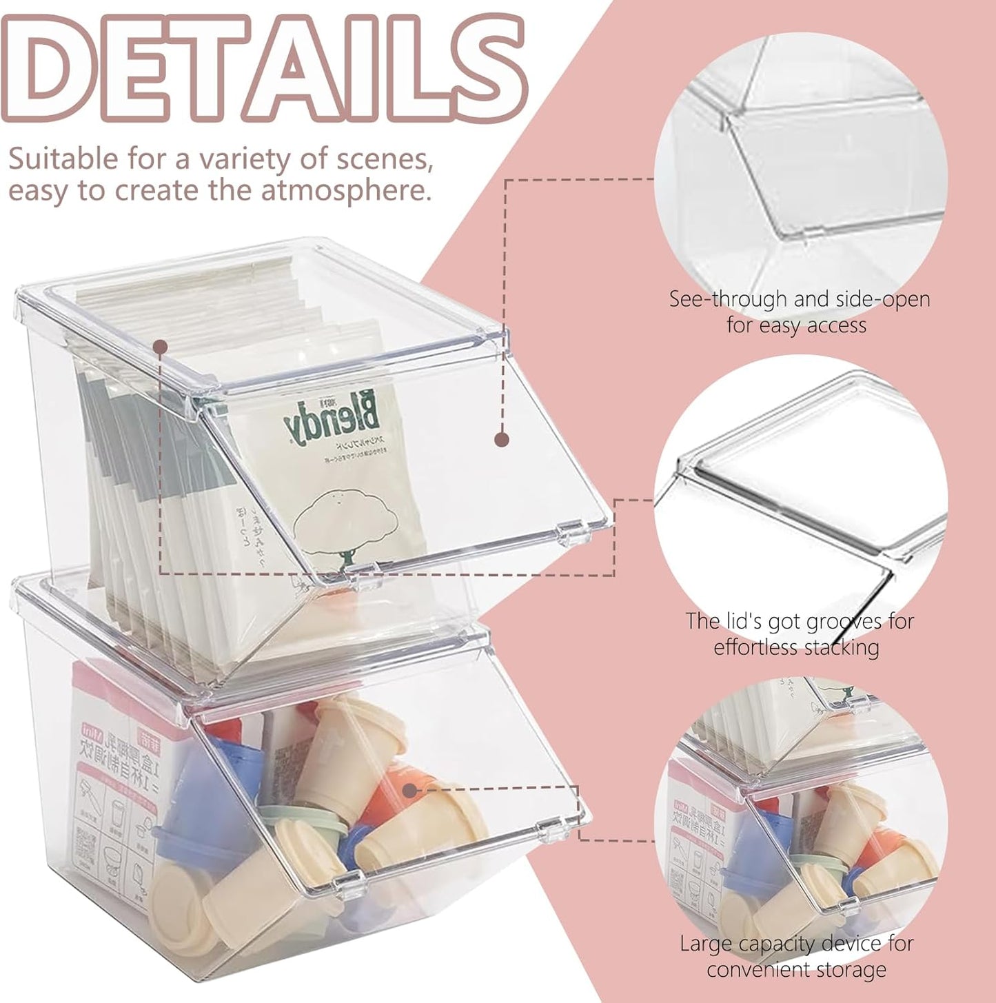 Roninkier 2 pack Coffee Pod Holder Tea Bag Organizer, Large Capacity Stackable Coffee Bar Accessories for Counter