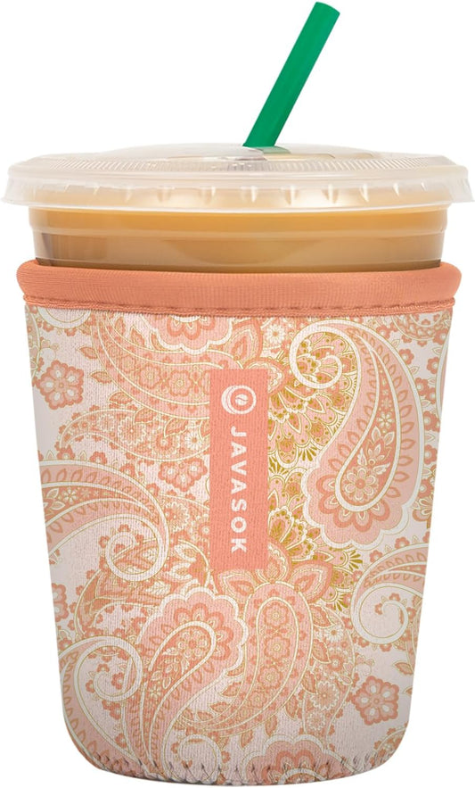 Sok It JavaSok Iced Coffee & Cold Soda Insulated Neoprene Cup Sleeve (Paisley Dreams, Small: 16-20oz)