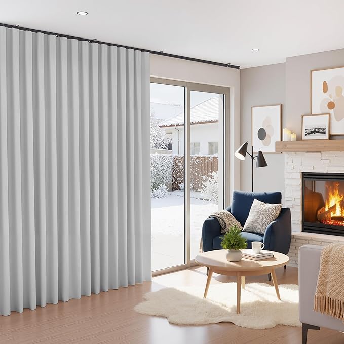 RYB HOME 100%Blackout Sliding Door Curtain, Back Tab&Rod Pocket Extra Wide Room - Image 2