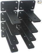 8 Pack - 5 inch Black Hidden L Shelf Bracket Iron Floating Shelf Brackets by MHMYDZ