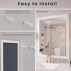 Amorho Bathroom Mirror, 28x32 Inch White Framed Bathroom Mirrors - Image 7