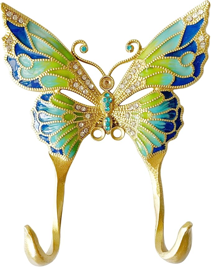 Vintage Butterfly Shaped Decorative Wall Hook Rack Hanger by Pewery