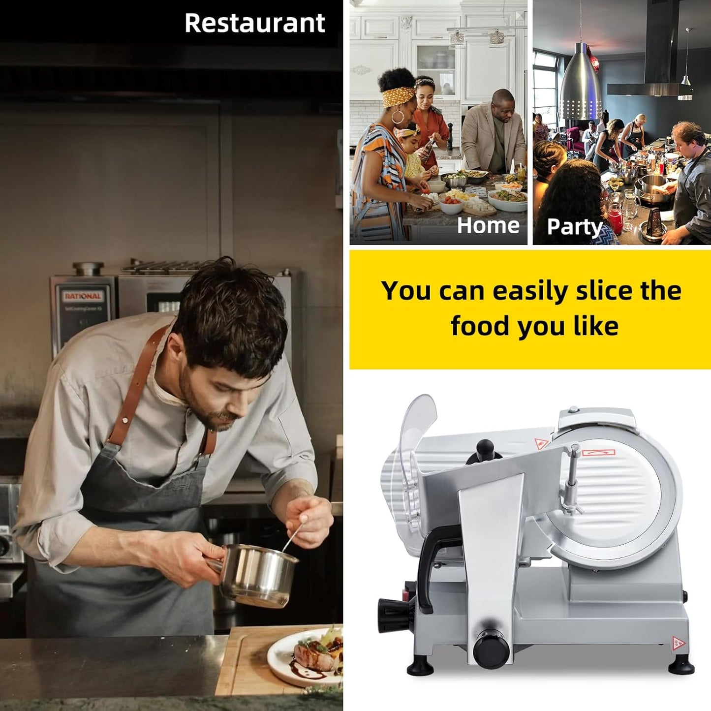 Commercial 12" Blade Meat Slicer 270W | Stainless Steel Electric Food Slicer Adjustable Thickness - Perfect for Restaurant, Deli & Home Use