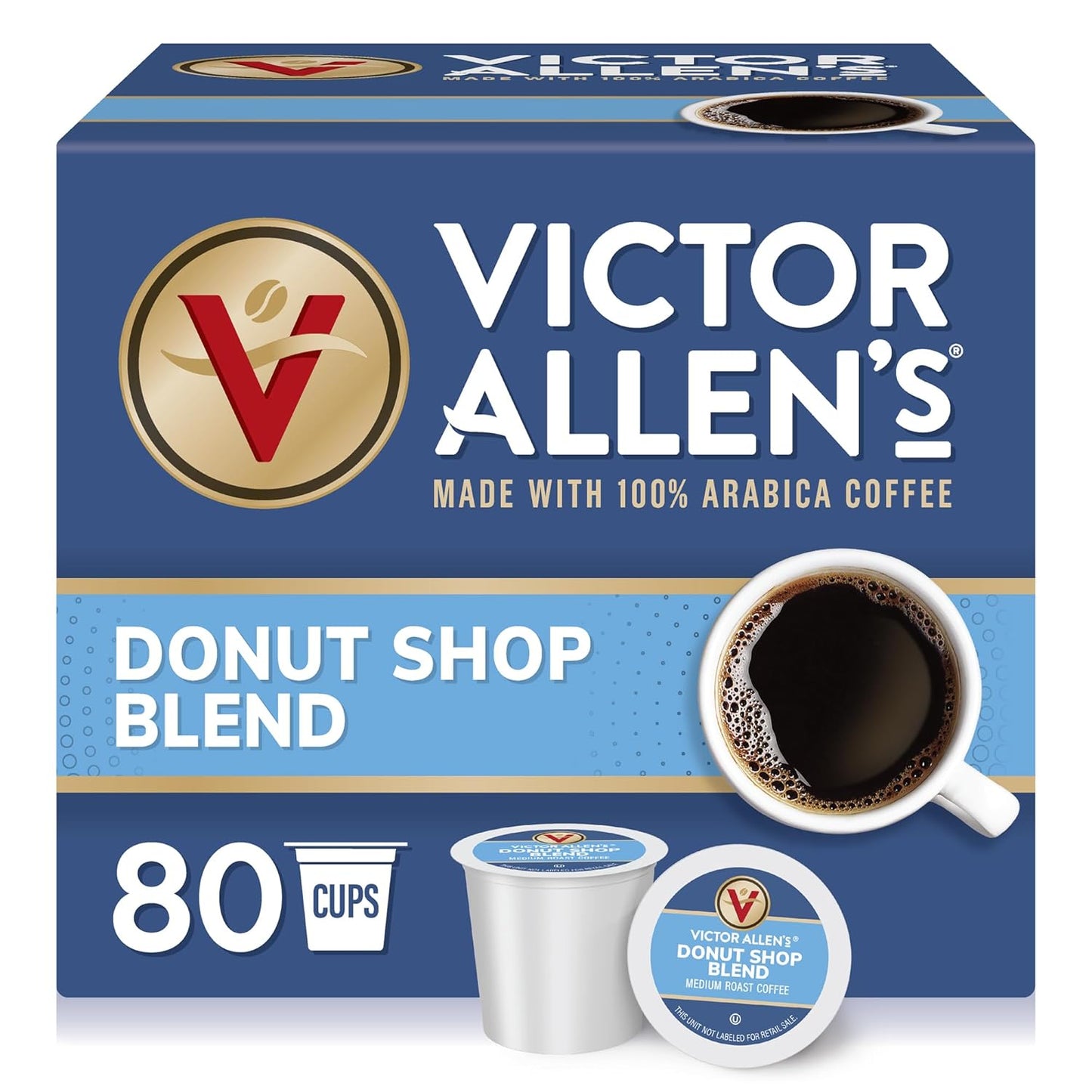 Victor Allen's Coffee Donut Shop Blend, Medium Roast, 80 Count, Single Serve Coffee Pods for Keurig K-Cup Brewers
