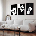 3Pcs Black and White Poker Dice Canvas Wall Art Lucky You Poster Prints Trendy - Image 3