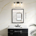 Black Bathroom Mirror, 36 x 30 Inch Brushed Black Rectangle Mirrors - Image 8