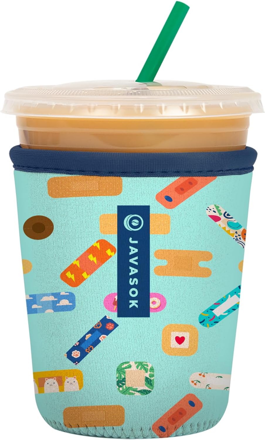 Sok It JavaSok Iced Coffee & Cold Soda Insulated Neoprene Cup Sleeve (Happy Healers, Small: 16-20oz)