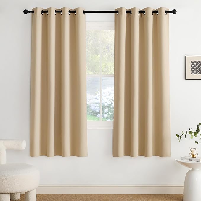 NICETOWN Blackout Curtains Grommet 2 Panels 72 Inches Long, Biscotti Beige by NICETOWN
