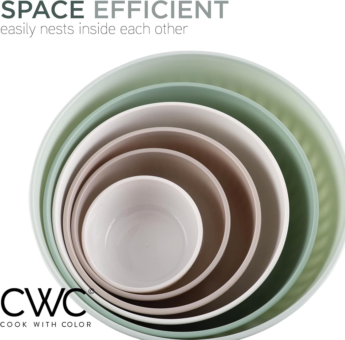 COOK WITH COLOR Prep Bowls with Lids- Wide and Deep Nesting Plastic Small Mixing Bowl Set with Lids, 12 Piece Set - Wide Bowls, Mint