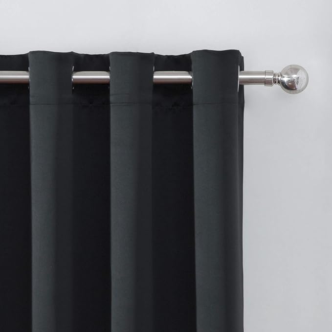 LEMOMO Blackout Curtains 52 x 108 inch/Black Curtains Set of 2 Panels/Thermal - Image 6