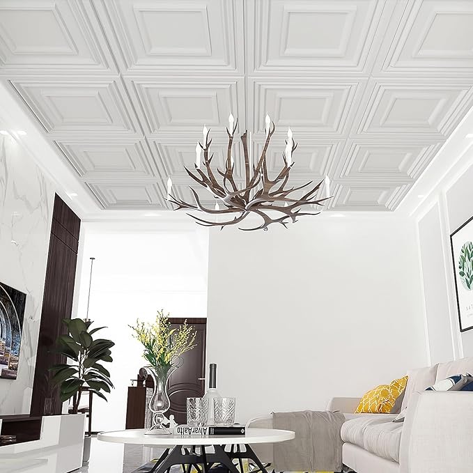 Art3d 48 Pack PVC Ceiling Tiles 24x24 Inches Waterproof Drop Ceiling Tiles/Wall - Image 6