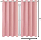 LEMOMO Pink Blackout Curtains/52 x 45 Inch Length Kids Curtains/Set of 2 Panels - Image 9