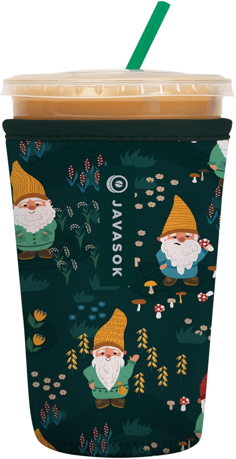 Sok It JavaSok Iced Coffee & Cold Soda Insulated Neoprene Cup Sleeve (Rollin' with my Gnomies, Medium: 22-28oz)