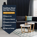 NeatiEase Wood Panels for Wall, 4-Piece 94.5" x 11" Soundproof Wood Slat Wall - Image 4