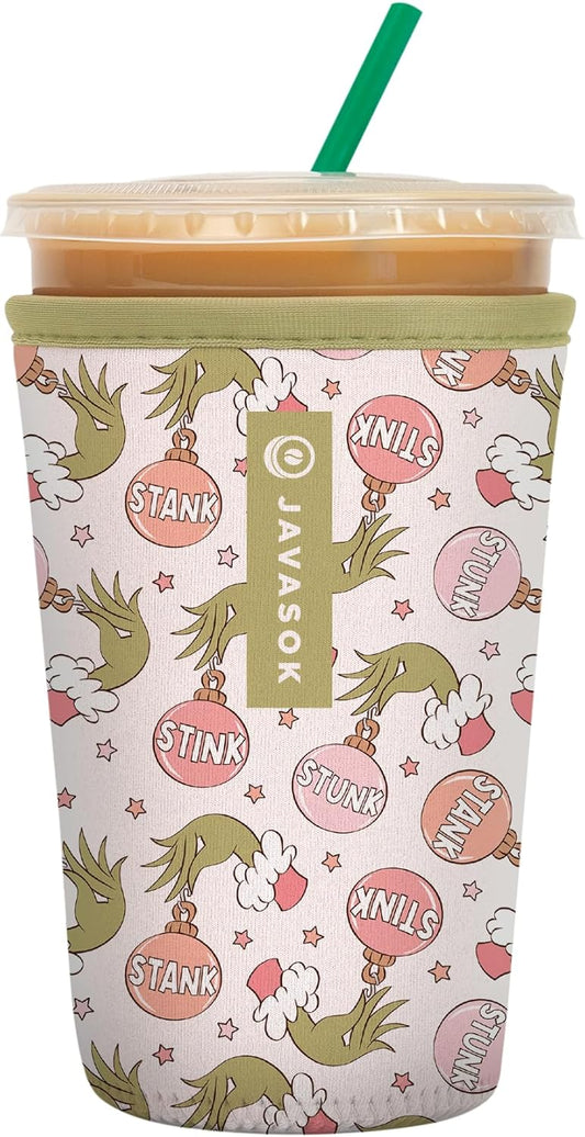 Sok It JavaSok Iced Coffee & Cold Soda Insulated Neoprene Cup Sleeve (Jingle Smells, Medium: 22-28oz)