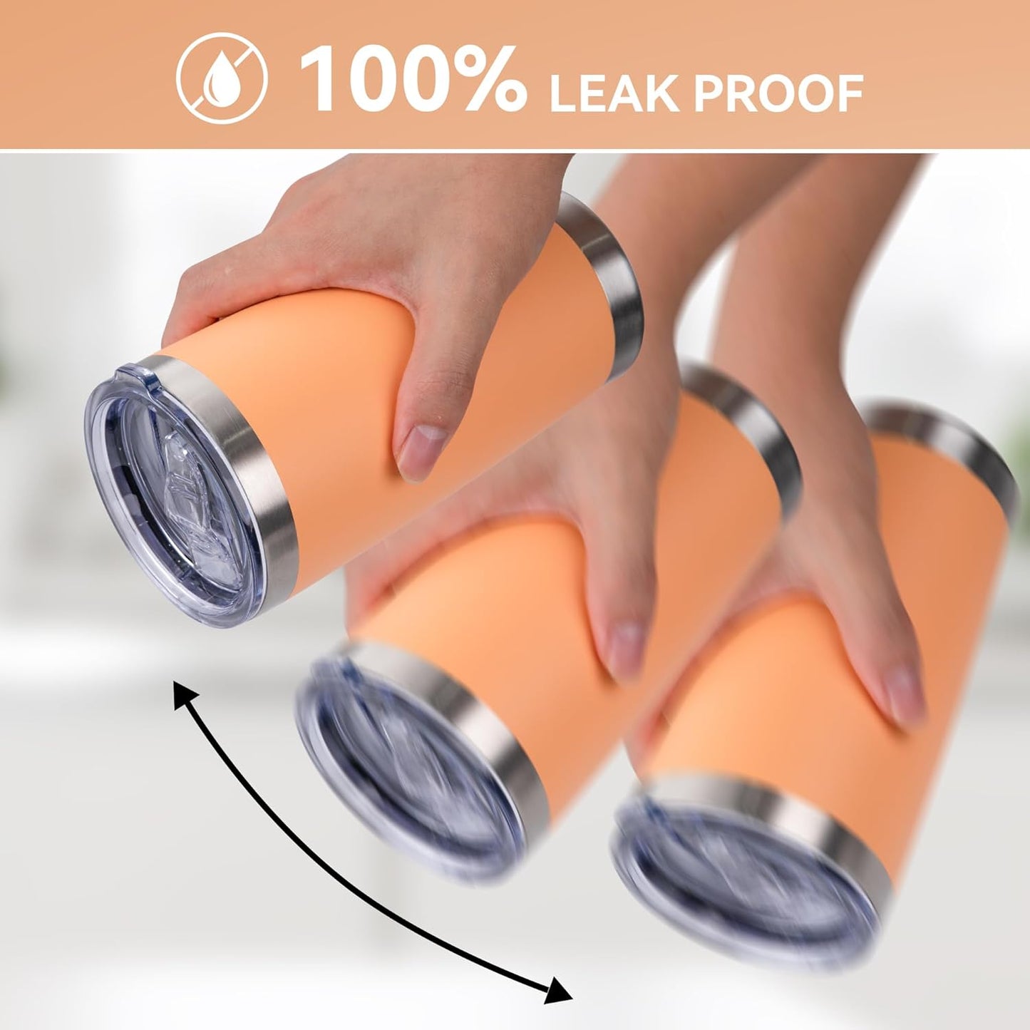 20 oz Tumbler Stainless Steel Tumblers Bulk with Lid Double Wall Insulated Coffee Tumbler Cups for Hot & Cold Drinks Powder Coated Travel Coffee Tumbler Mug Metal (Cream Orange, 1 pack)