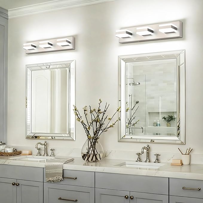 SOLFART Vanity Lighting Over Mirror, 3 Lights Brushed Nickel Bathroom Light - Image 9