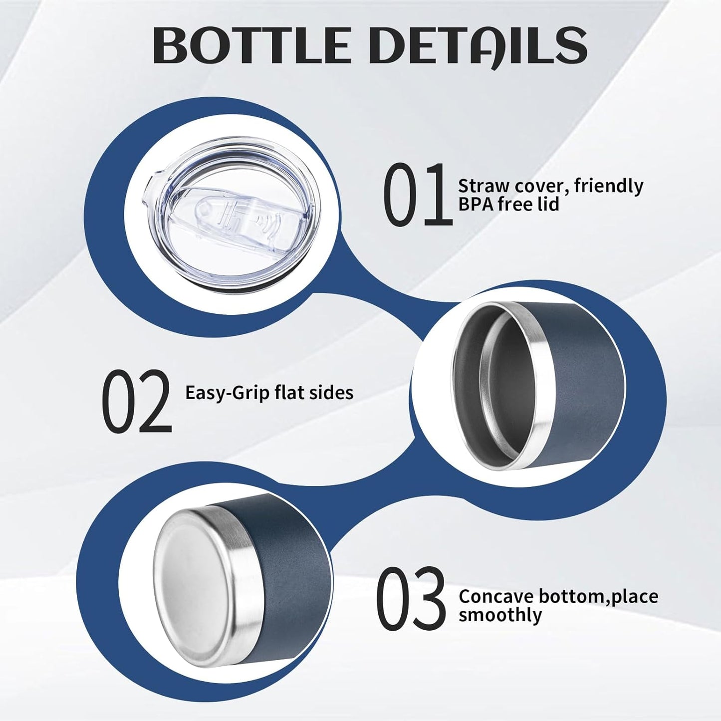 20oz Tumbler Bulk with Lid and Straw, Stainless Steel Double Wall Vacuum Insulated Travel Mug, Powder Coated Coffee Cups for Hot and Cold Drinks,Funny Gifts for Women Men(Navy Blue,4)