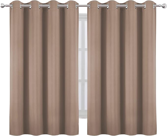 LEMOMO Cappuccino Blackout Curtains/52 x 45 Inch Length Set of 2 Panels Grommet - Image 2