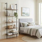 aboxoo Ladder Shelf Open Bookshelf 5-tier Wood Wall-mounted Bookcase Storage - Image 8
