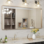 LOAAO 60”X28” Gold Bathroom Mirror, Rounded Rectangle Gold Frame Mirror by LOAAO