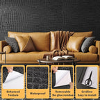 Arthome 17"×393" Black Crocodile Peel and Stick Wallpaper, Charcoal Black - Image 2