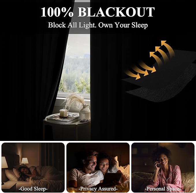RYB HOME 100% Blackout Room Divider Curtain Panel, Thermal Insulated & Privacy - Image 3