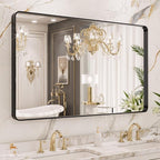 LOAAO 40X36 Inch Black Metal Framed Bathroom Mirror by LOAAO