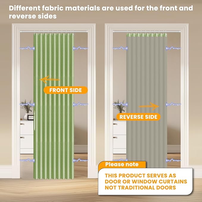 AJAZZ 100% Blackout Magnetic Door Curtain Accordion Doors Interior Folding - Image 3