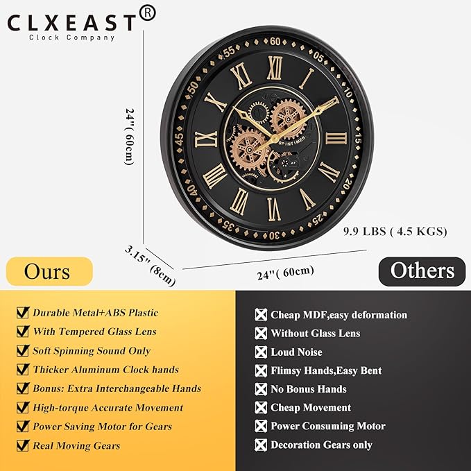 CLXEAST 24 Inch Wall Clock - Image 3