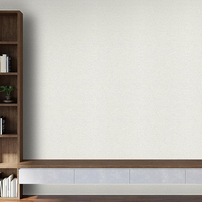 White Peel and Stick Wallpaper Slight Velvety Feeling Woven Fabric Grasscloth - Image 6