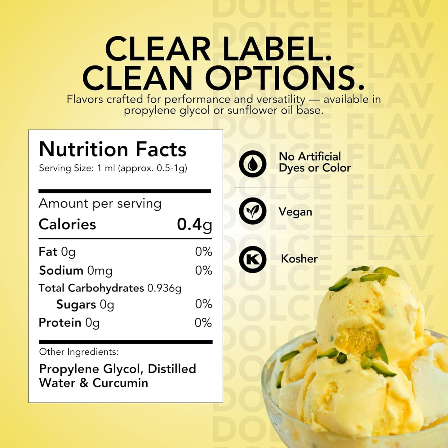 Dolce Flav Natural Yellow Food Coloring – 2 oz Bright Plant-Based Color from Curcumin | Water-Soluble Liquid Color for Baking, Drinks & Frostings | Graduated Dropper Included | | Kosher | No Artificial Dyes | Made in USA