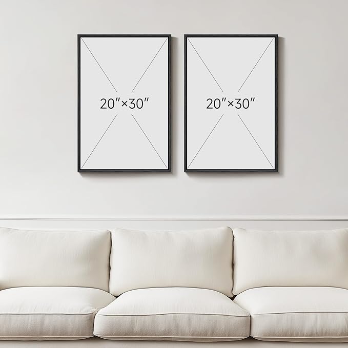 Framed Neutral Abstract Minimalist Wall Art, 2 Piece Large Modern Canvas Prints - Image 3